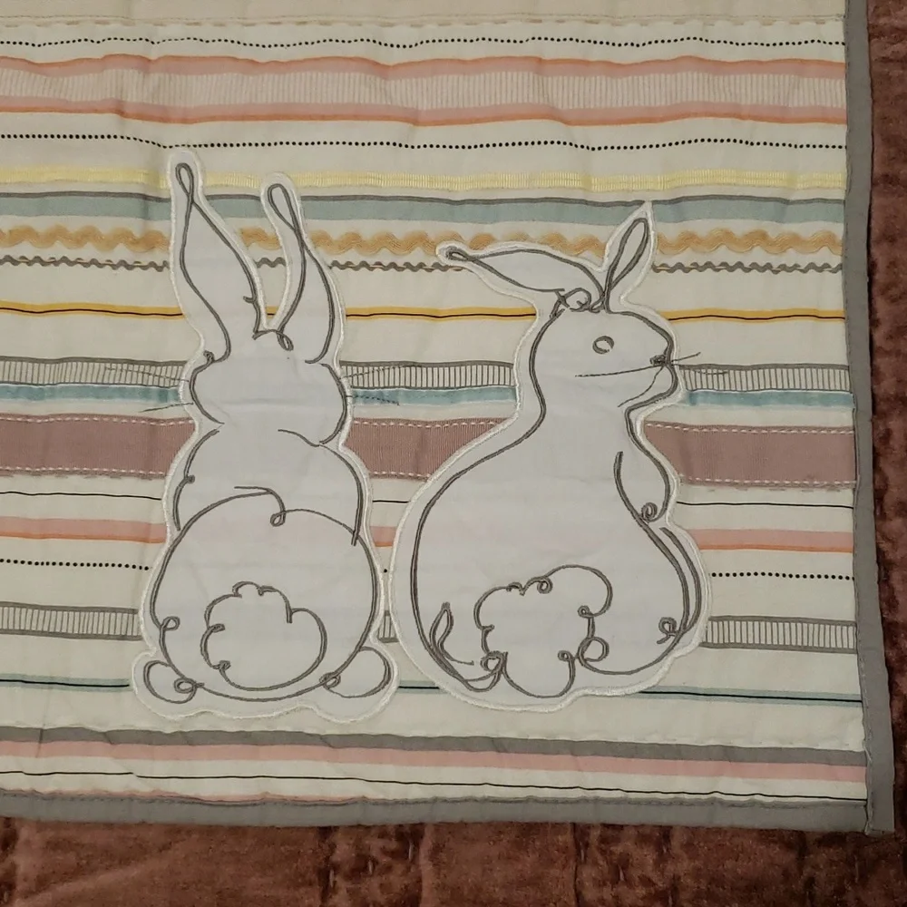 Bunny Rabbit Pastel Cotton Baby Crib Quilt Shabby Chic Easter Cottagecore
